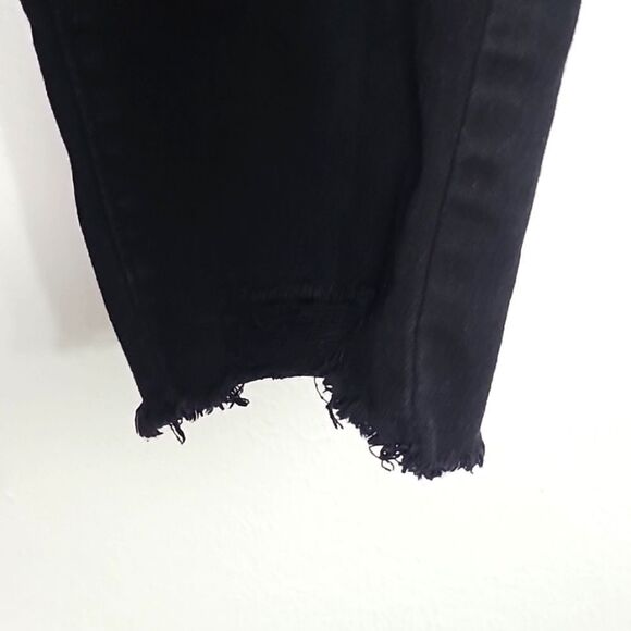 Blue Savvy Black Ripped Straight Leg Jeans, Fringe Hem, Size 20 - Picture 6 of 10